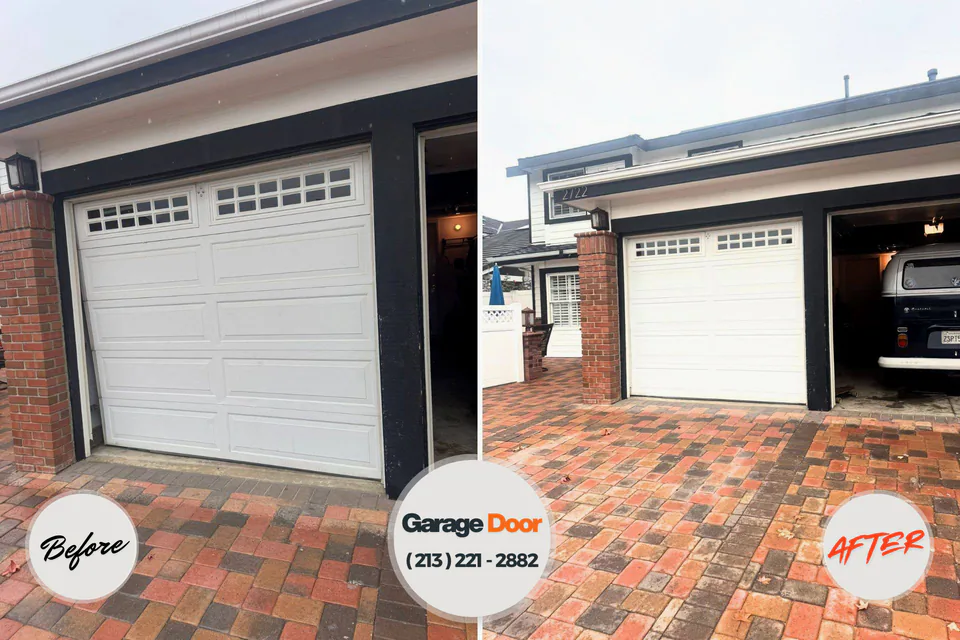 Before and after: garage door repair Beckley, WV